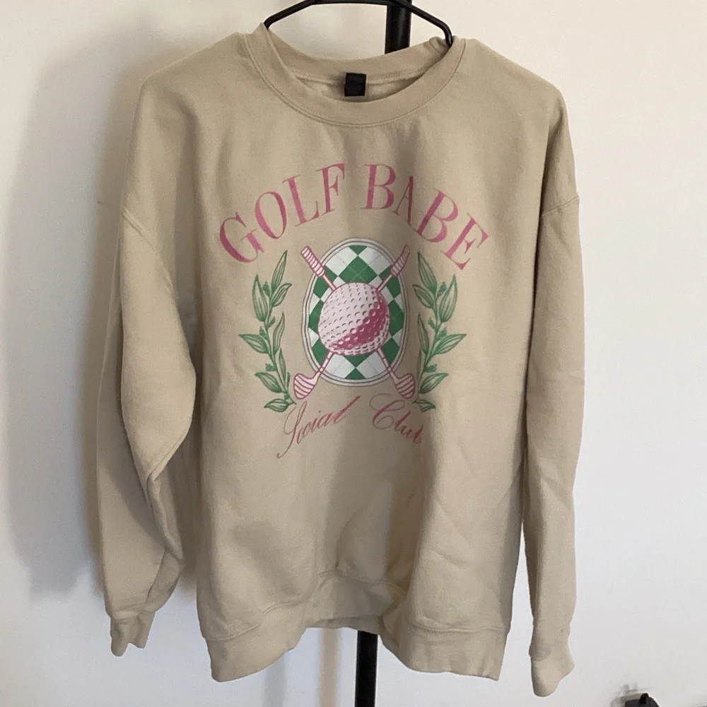 Gildan Tan Golf Babe Sweatshirt large - Picture 2 of 5